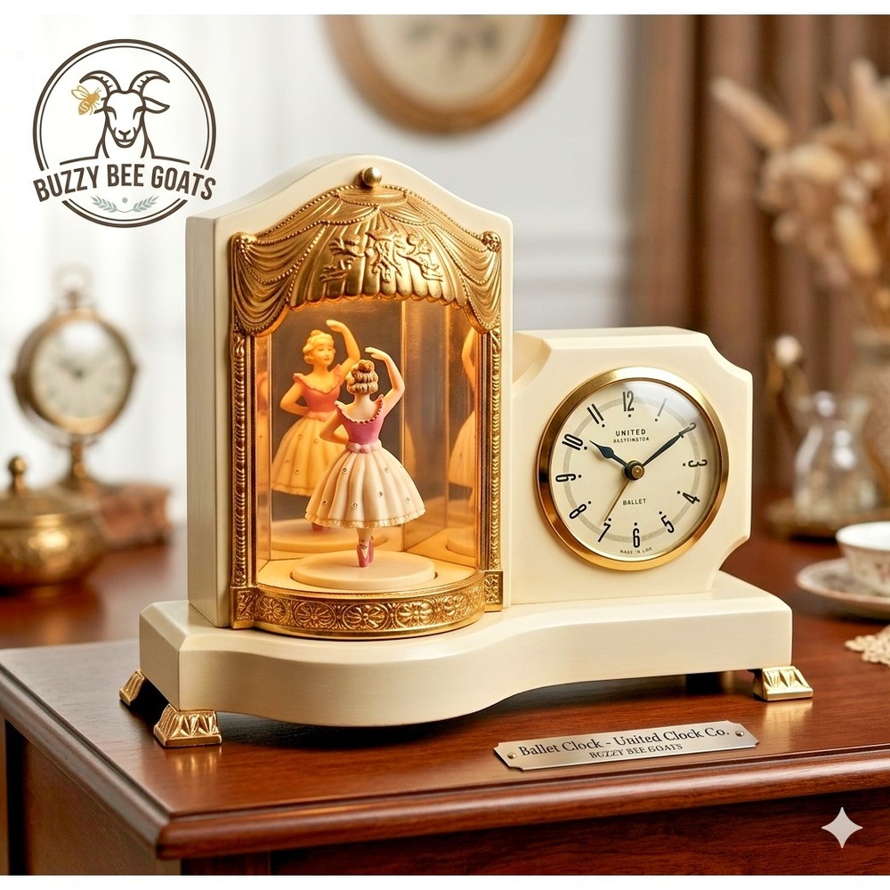 VINTAGE UNITED SELF STARTER ANIMATED BALLERINA CLOCK PARTS REPAIR 1950S